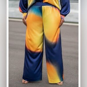 The Drop Women's Multi Ombre Print Wide Leg Pants